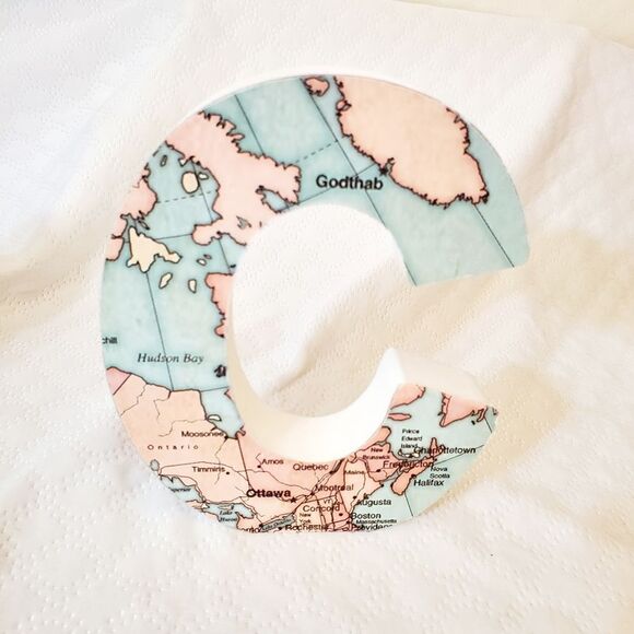 World Map Monogram Tabletop Accent - Picture 1 of 5